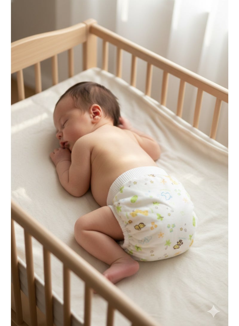 حفاض قماشي عالي الخصر للرضع من القطن الإيكولوجي 100% مع طبقة TPU مانعة للتسرب – سروال حفاض قابل للتعديل بحماية السرة لحديثي الولادة – حفاض قطن عضوي مضاد للبكتيريا – فائق النعومة والتهوية – تصميم ثلاثي الطبقات مانع للتسرب 360 درجة – حفاض اقتصادي صديق للبيئة – بديل آمن للحفاضات التقليدية – رفيق الحفاض المثالي للأم والطفل – 73/47 (متوسط) - Image 2